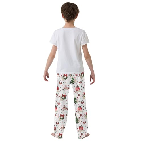 ZZXXB Merry Christmas Sloth Gift Boys Long Pants Soft Trousers Elastic Waist Kids Lounge Bottoms with Pockets S-XL3