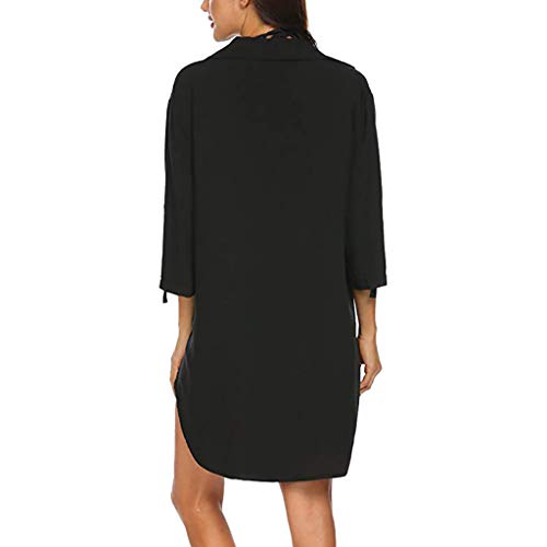 Ambergris Women's Beach Cover-Up Breathable Quick-Dry Shirt Dress with Deep V-Neck & Pockets Loose Fit Loungewear for 20254