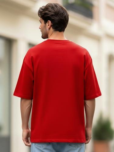 Image of LEOTUDE Men Oversized Half Sleeve Round Neck Tshirt for Men's (Color :