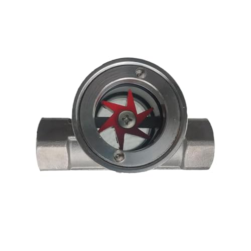 Water Flow Indicator with Impeller, Window Sight Visual Flow Meter Indicator with DN40 Female Thread, Stainless Steel Flow Rate Measuring Tool for Industrial Pipeline System