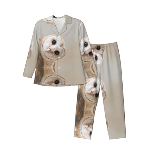 FRGMNT Pyjama à manches longues pour homme avec imprimé hibou amusant et confortable pour une relaxation inégalée, Chouette amusante., taille unique
