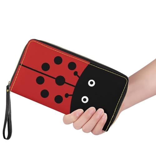 Image of Bulopur Ladybugs Print Womens Wristlet Wallet PU Leather Waterproof Ladies Purses Handbag Zip Around Coin Cash Clutch Card Organizers Gifts for Girlfriend