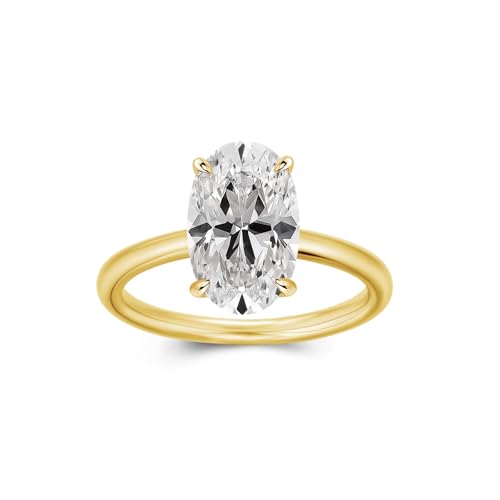 Bague fiançailles ovale 3 carats solitaire promesse argent