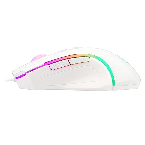 Redragon MOUSE GAMER GRIFFIN BRANCO COM LED RGB - M607W, UNICO