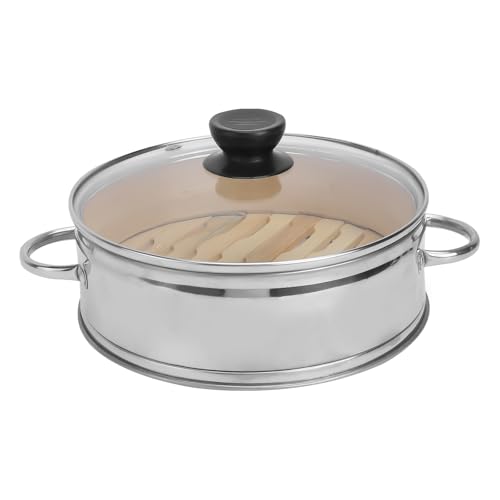 Alipis Vaporera de Acero Inoxidable Tapa de Vidrio 18 CM Resistente al Calor y Alta Temperatura Vaporera Multifuncional para Cocina Doméstica Adecuado para Dim Sum Dumplings y