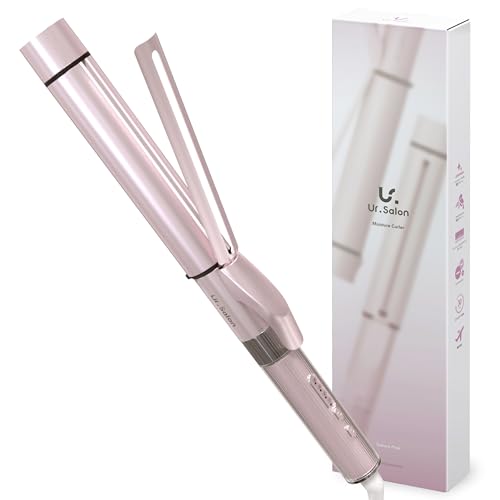 UR.SALON コテ 32mm 海外対応 【日本初の挟む強さが自由自在で完璧なカールをデザイン】 ヘアアイロン カールアイロン 潤いツヤ髪 美髪 マイナスイオン 4段階温度調節 赤外線機能 (ピンク, 1, 個)