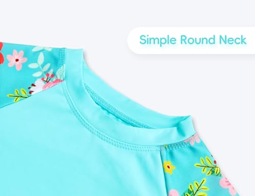 Image of Girls Swimsuit Long Sleeve Rush Guard Bathing Suit Swimwear with Bikini Bottom Sun Protection