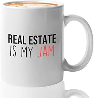 Novelty Ceramic Coffee Mug Real Estate Is My Jam Funny Mug Anniversary Birthday Christmas Gifts Tea Cups Home Decor, 11 Oz