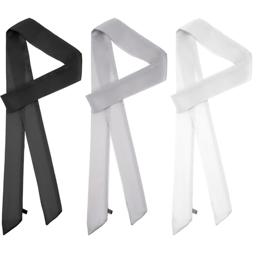 3 Pcs Scarf Necklace Scarf Belts for Women Solid Color Long Neckerchief Narrow Sash Belts Satin Tie Belt Stylish Soft Skinny Neck Tie Waist Belt 76 inch