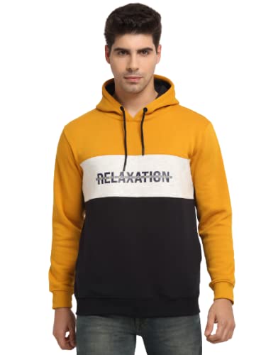 Full Sleeve Color Block Yellow Men Sweatshirt