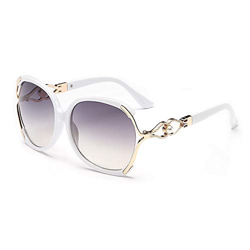 BVAGSS Sunglasses Women Oversized Fashion UV Protection WS008 (White Frame, Gray Lens)