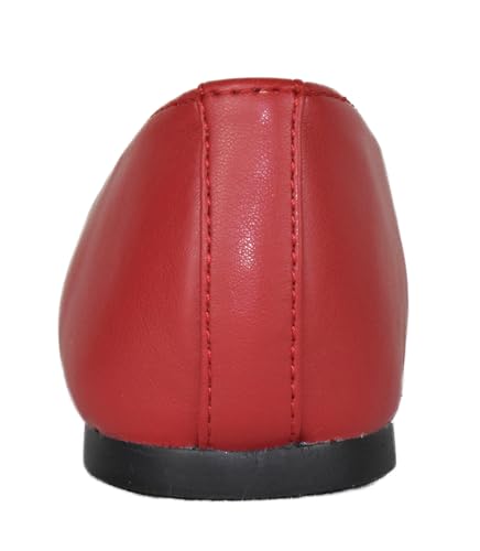 Soda Kreme Comfortable Basic Shoes Women Ballet Flat Round Toe Gel Insole Red PU 6.53