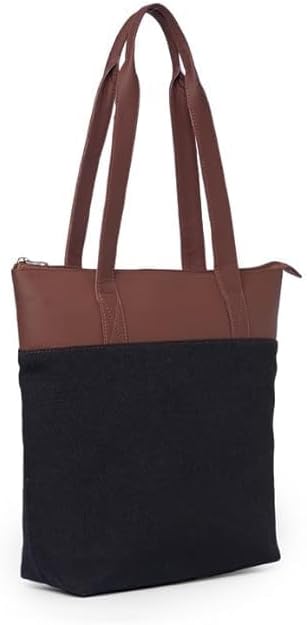 Women’s Printed Jute & Vegan Leather Tote Bag – Handcrafted Shoulder Handbag, Spacious Everyday Work Bag for Office, Travel & Daily Use