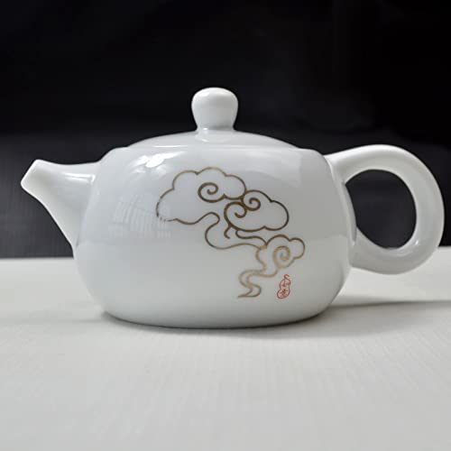 Image of Porcelain Teapot, 6oz Small Tea Pot White Chinese Gongfu Tea Set (Auspicious clouds)