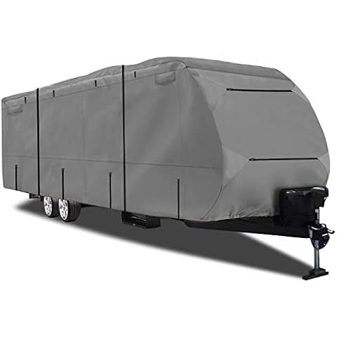 Szblnsm 420D Travel Trailer Cover Fit for 26'-29'- Heavy Duty Ripstop Waterproof Oxford Cloth Material RVs Covers with Storage Bag and Windproof Buckles… Cover