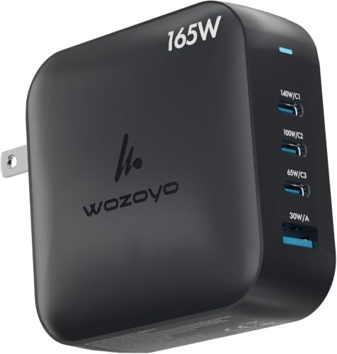 165W GaN Charger, Wozoyo 3XType-C & USB-A Superfast 2.0 Charging, Compatible...