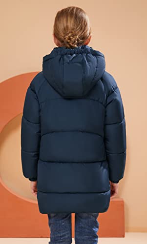Image of SOLOCOTE Girls Winter Coats Heavyweight Mediun Length Warm Jackets Down-like Cotton Wadding Outwear 3-14Y