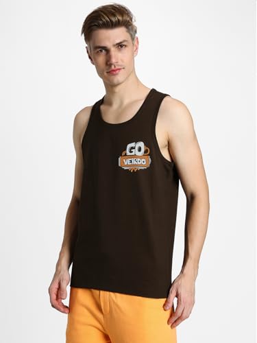 Image of Veirdo Pure Cotton Sleeveless Regular Fit Front Print Placement Scoop Neck Vest for Men & Boys