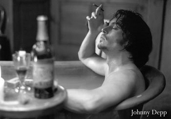 (24x36) Johnny Depp Movie (Bathtub) Poster Print