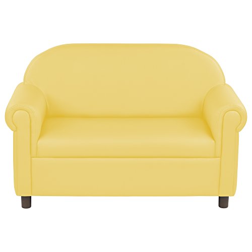 ECR4Kids SoftZone Little Lux Upholstered Youth Sofa for Kids Room, Yellow