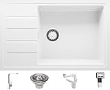 ✅ ELEGANTE, Fregadero incorporado reversible de alta calidad con 1 cubeta, con grande tabla de escurrir, encaja perfectamente con muebles bajos a partir de 60 cm, dimensiones exteriores 780 x 500 mm, profundidad de la cubeta principal 180 mm y grifo de cocina con caño giratorio con un radio de 360°, encaja con una abertura de instalación de 35 mm (estándar de mercado)