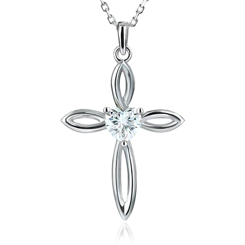 1 Carat Heart-Shaped Moissanite Cross Sterling Silver Necklace – Genuine D-Color Diamond Alternative, Sacred Celtic Knot Design, Faith-Inspired Gift for Women, Hypoallergenic 925 Silver