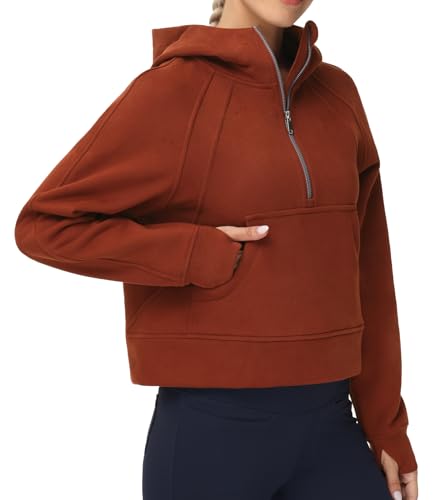 THE GYM PEOPLE Womens' Hoodies Half Zip Fleece Crop Pullover Sweatshirts - image 2