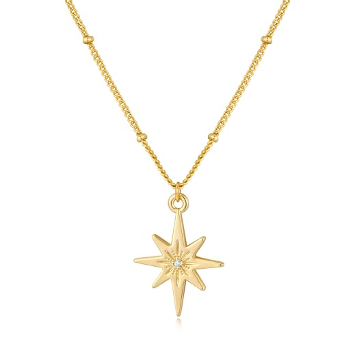 YUJIE Gold North Star Necklaces for Women Dainty Stars Pendant Necklace Gold Plated Fashion Jewelry