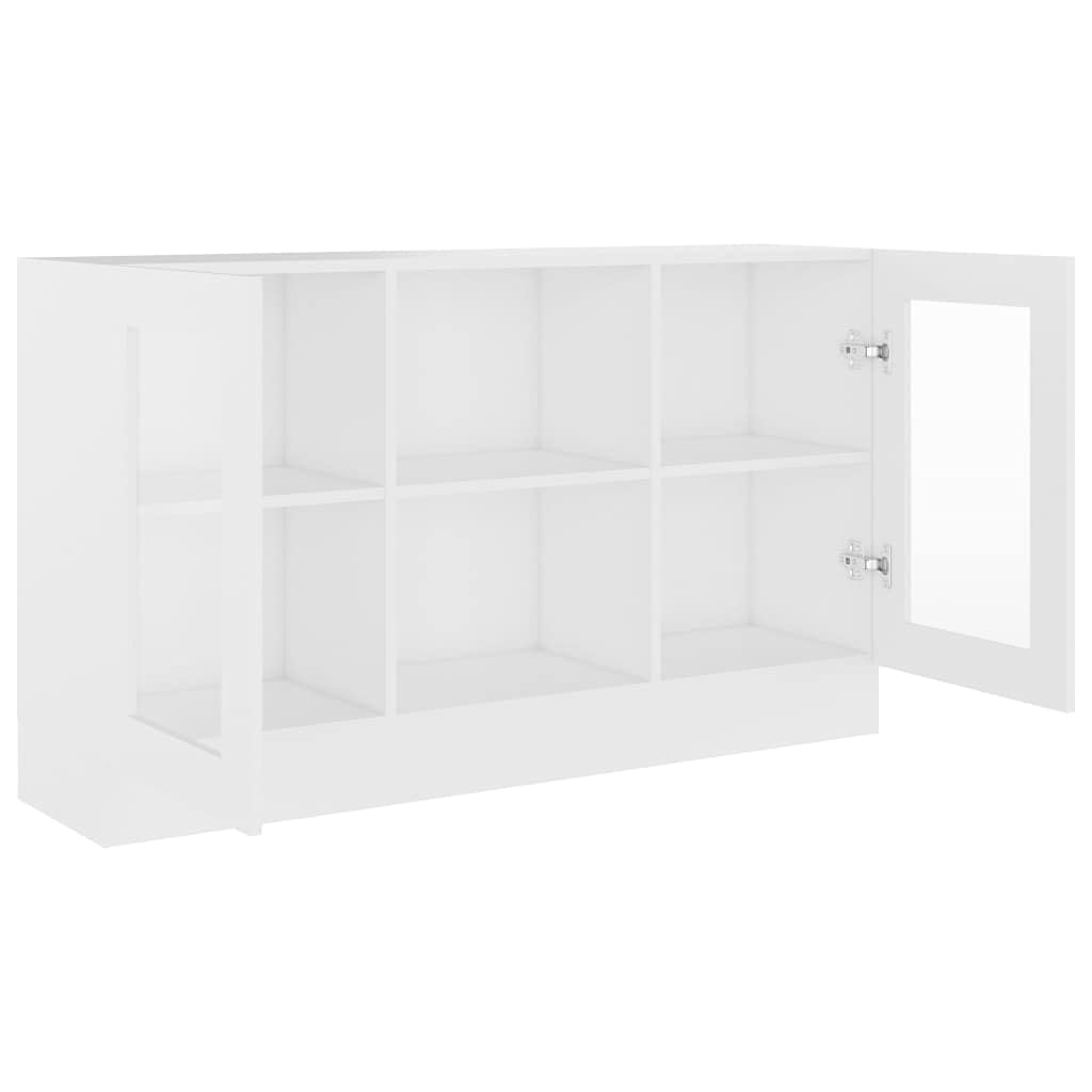 Vitrina blanca 120 x 30,5 x 70 cm de madera con 2 compartimentos y puertas, armario de cocina, armario auxiliar para salón, pasillo, cocina