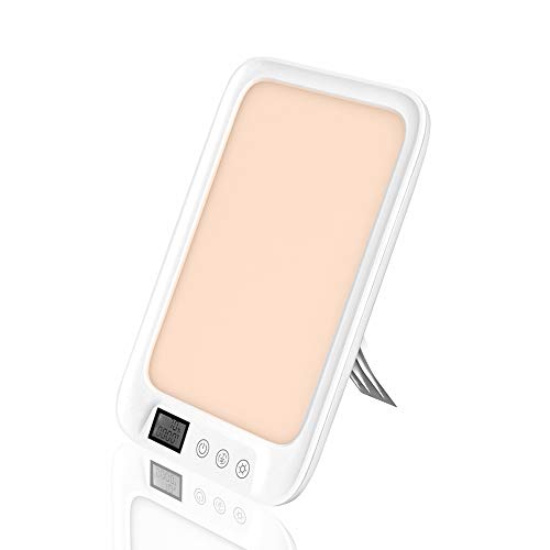 Led Sun Light Therapy Lamp Assist You with Circadian Sleep Disorders,Seasonal Disorder, Shift Work Adjustment, Jet Lag,3 Colr, UV Free 10000 Lux Brightness for Home Office Travel (White)