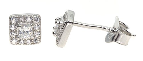 Asterión Halo Stud Pendientes en plata de ley (XS)