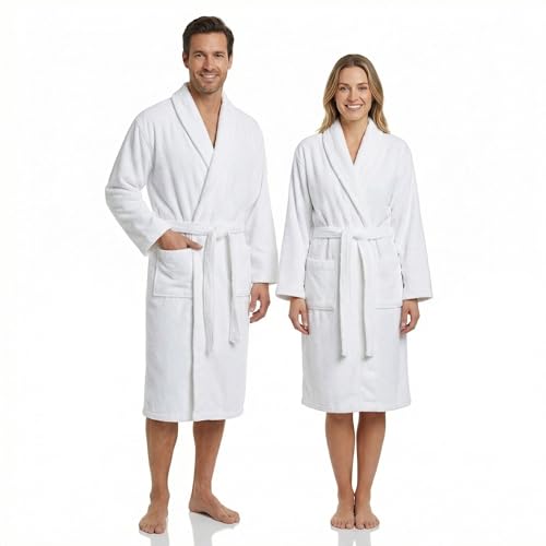 BOSKIMO Peignoir de Bain Unisexe 100% Coton OEKO-TEX – Robe de Chambre pour Homme et Femme – Éponge Américaine – Doux et Super Absorbant