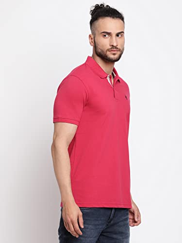 Image of Cantabil Men's Cotton Blend Solid Polo Neck T-Shirt (Regular Fit)