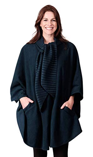 Le Moda Women’s Wrap with Integrated Pleated Scarf with Gloves| Autumn Collection | One Size Fits All