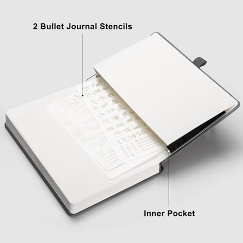 Image of RETTACY Blank Journal Notebook, 192 Pages, A5 Medium Size (5.7'' x 8.3'') | Leather Hardcover, 100 GSM Thick Paper, for Sketching, Drawing, Painting (Gray)
