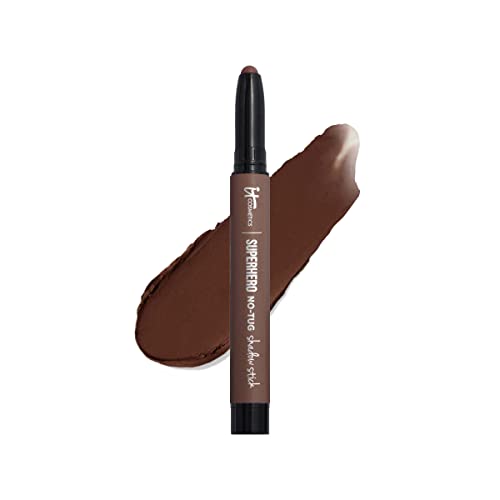 It Cosmetics Superhero No-Tug Waterproof Eyeshadow Stick, Fearless Umber - Rich Matte Brown - Longwear, Blendable Cream Eyeshadow With Built-In Primer - Suitable For Sensitive Eyes - 0.05 Oz #TOP4