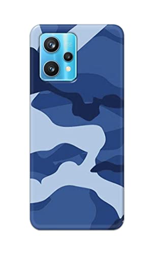 Image of Printed Hard Back Cover Case for Realme 9 4G Back Cover (Army Blue Pattern) -702