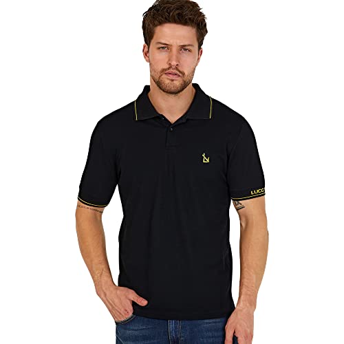 Polo blanc taille S haut de gamme logo noir doré