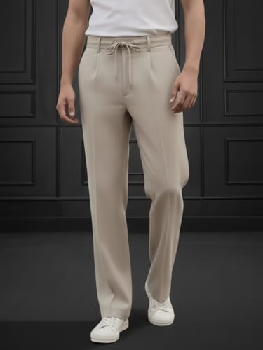 Image of Rigo Men Linen Straight Fit Korean Pants | Cotton Linen Regular Size Casual Trousers