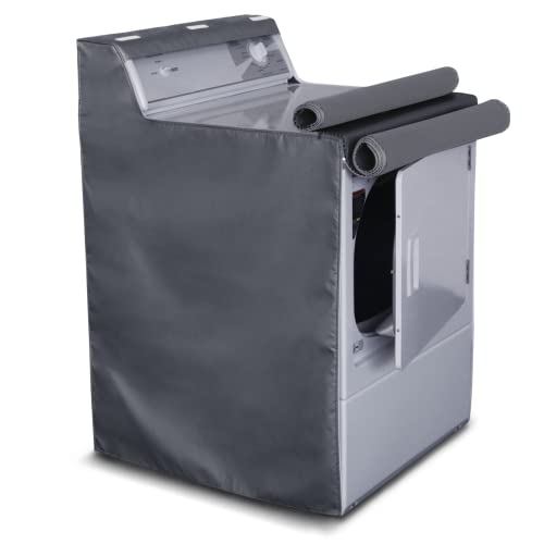 AKEfit Washing Machine Cover Waterproof Dustproof Washing Cover with Zipper Fit for Outside Top or Front Load Washer/Dryer 27W x 26D x 43H-Grey