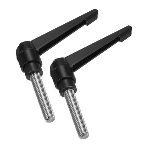 Image of uxcell 2pcs Clamping Lever Handles, M12 x 50mm 304 Stainless Steel Threaded Male Stud, Adjustable Handles Locking Quick Release Ratchet Push Button Bolt Knobs, Black