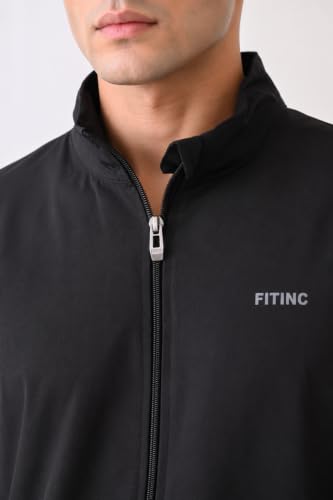 Image of FITINC Men's Sports Jacket | Regular Fit | Full Zip | Zipper Pockets | Jacket for Gym, Running, Cycling & Travel