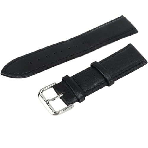 Pulseira de Couro Para Relógio Numero 22 Preta Reta Fivela de Aço Masculino Feminino