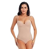 NOOFIE Bodysuit Shapewear Body Shaper mit Cup Kompressionsbody für Frauen Bauchscheide Taillentrainer Reduktive Abnehmen Unterwäsche (Nude Bodysuit XL) (Schwarzer Strampler M) (Nude Bodysuit S)