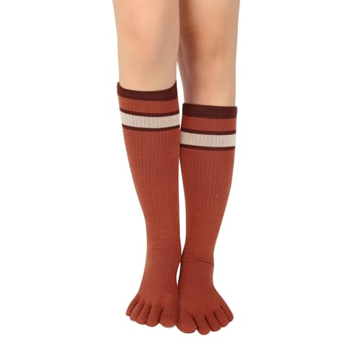 Image of Benefeet Sox Womens Knee High Toe Socks Non Slip Long Toe Socks Unisex Five Finger Socks Knee High Yoga Socks with Grips