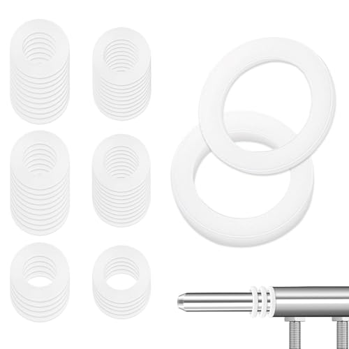 50 Piezas Arandelas de plastico, Nylon Arandela,Arandelas para Bisagras de Puertas,15 x 10.2 x 1mm x 25pcs & 15 x 10.2 x 2mm x 25pcs (Blanco)