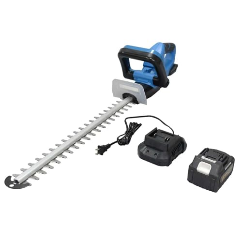 Skyhorizon 20V Cordless Hedge Trimmer with Brushless Motor 21 Dual-Action Blade 500W 5.0Ah Battery 2.2A Fast Charger for Thick Branches & Shrubs