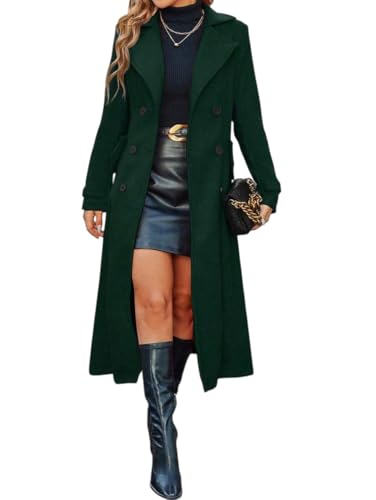 LIUYUYOUGO Wollmantel Damen Langer Wollmantel Für Damen Zweireihig Elegant Schmal Geschnitten Aus Wollmischung Mit Fallendem Revers Ideal Für Herbst Und Winter. Warme...