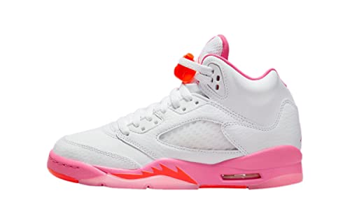 Jordan Boy's 5 Retro (Big Kid) White/Pinksicle/Safety Orange 5 Big Kid M