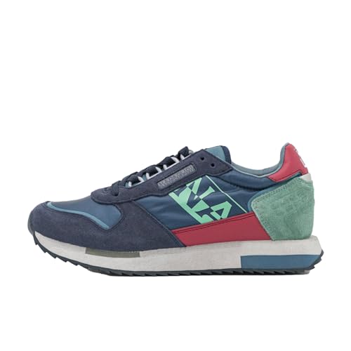 Chaussures femme Napapijri Vicky en suède bleu, finitions running haut de gamme